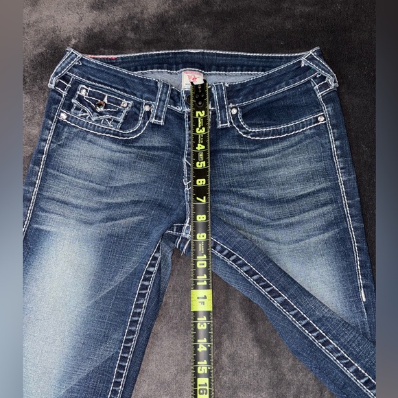 True Religion Size 30 Disco Becky Big T Dark Wash Low Rise Bootcut Jeans - Picture 7 of 12